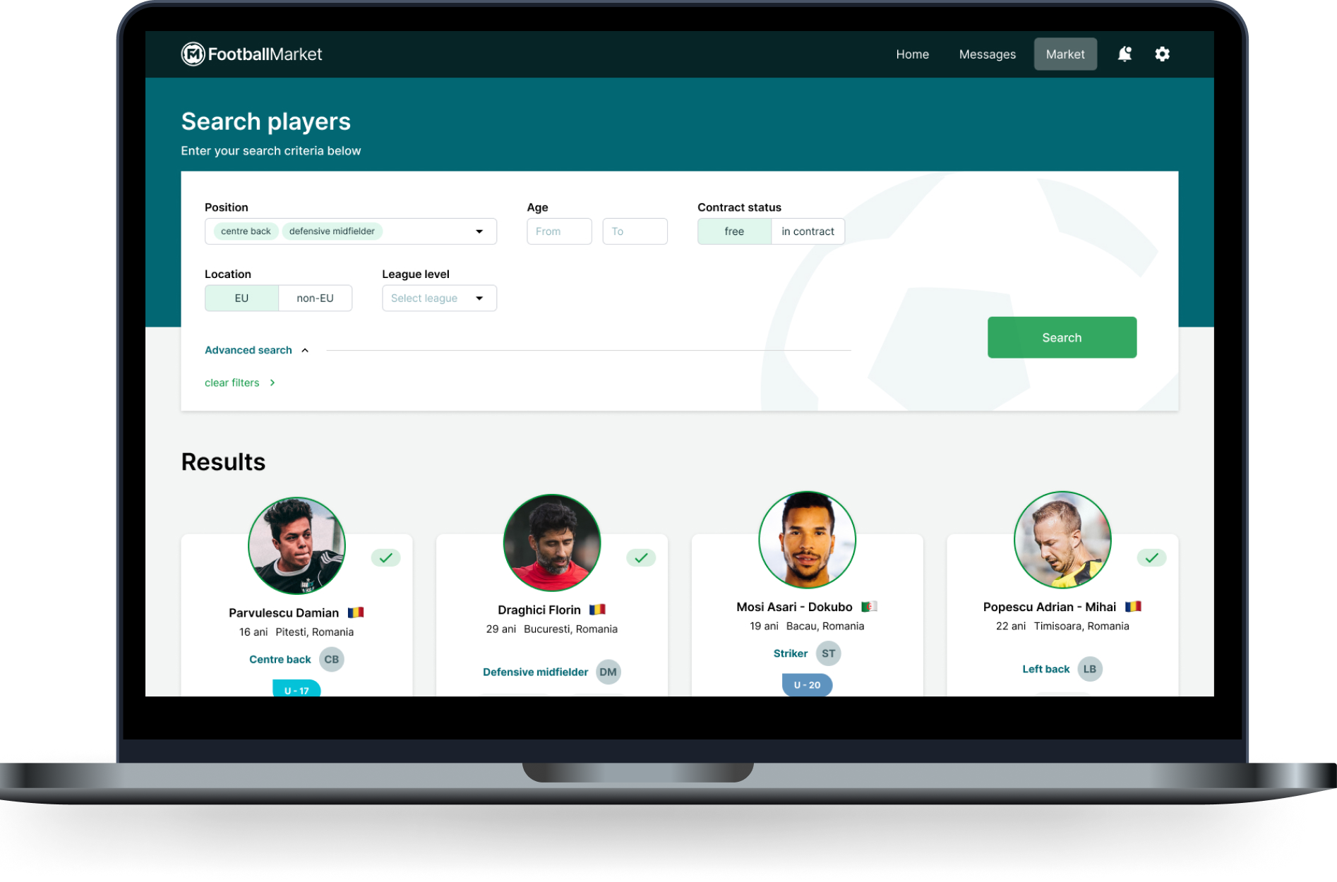 player search screenshot