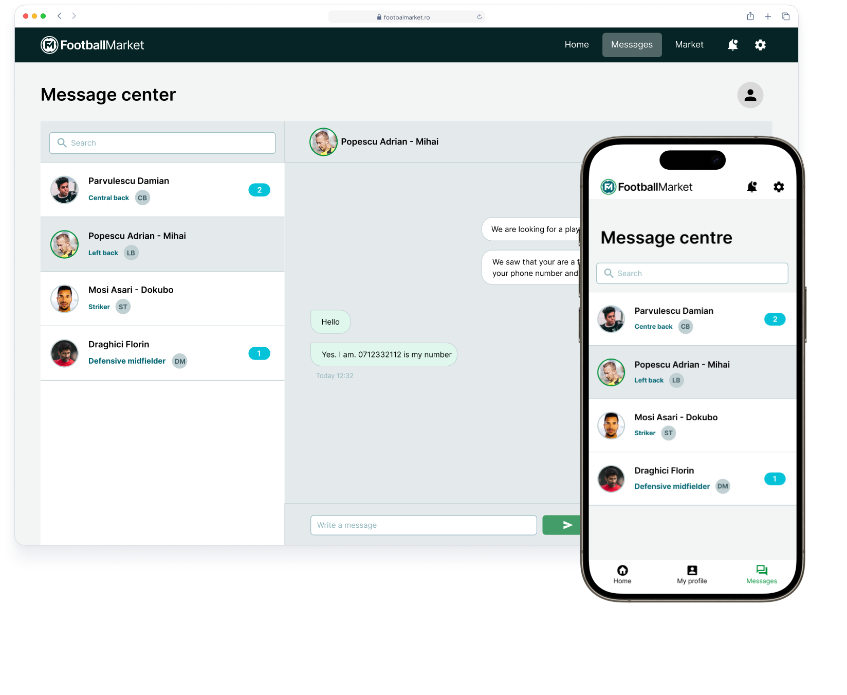 message center screenshot